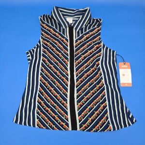 NWT~Cabi # 6318 Blue, Orange, "Chevron Top" SPRING 2023 Women's Medium